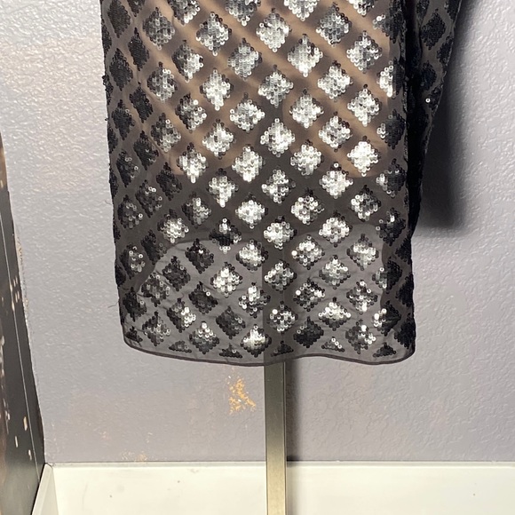 ALLSAINTS - sheer mesh s/s dress tunic w black lattice sequins on both sides - 8 - Picture 4 of 16